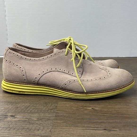 Cole Haan Lunargrand Women Brown Tan Lime Wingtip Oxford Shoes Size 9 1/2 - Picture 6 of 12